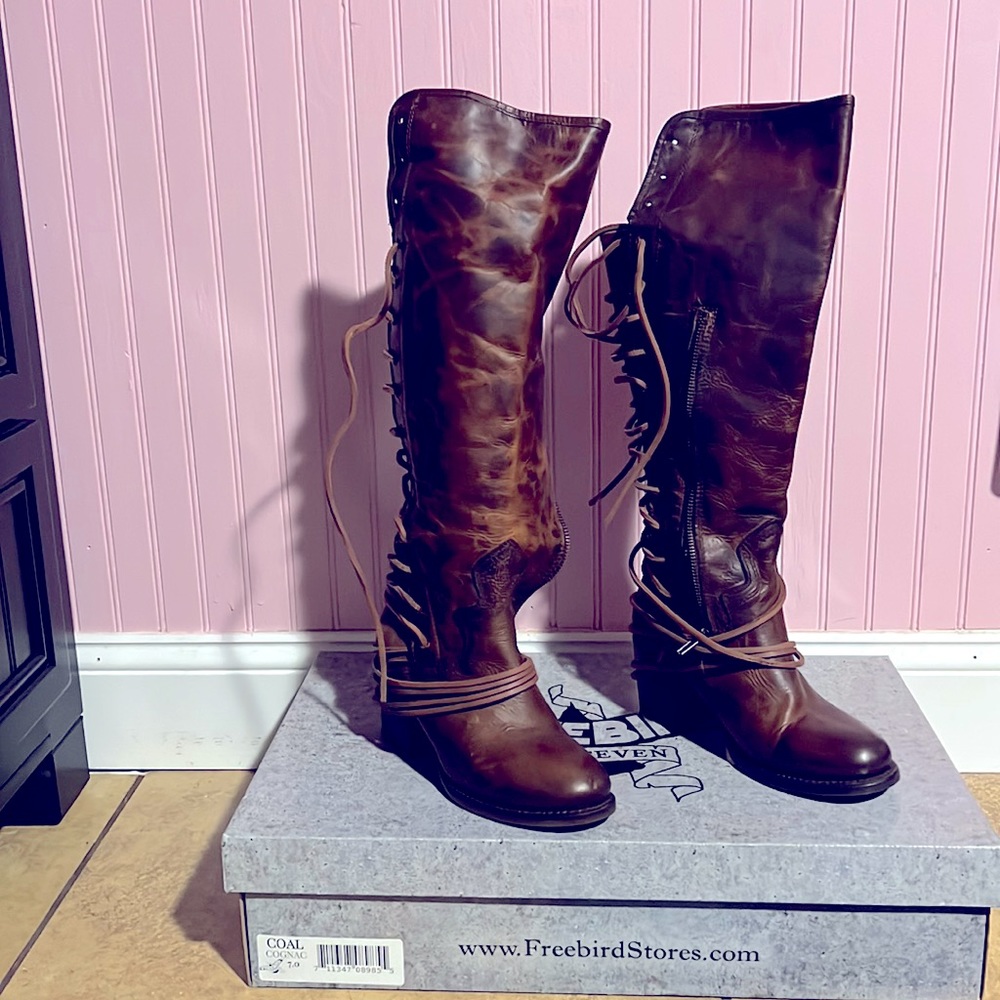 Tall leather boots ..Freebird by Steven in excellent condition never been used